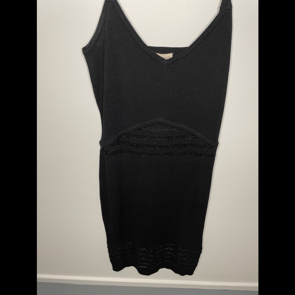 Black midi dress with mesh detail